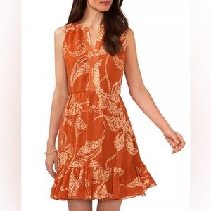 Vince Camuto Women's Split-Neck Sleeveless Ruffled-Hem Babydoll Dress